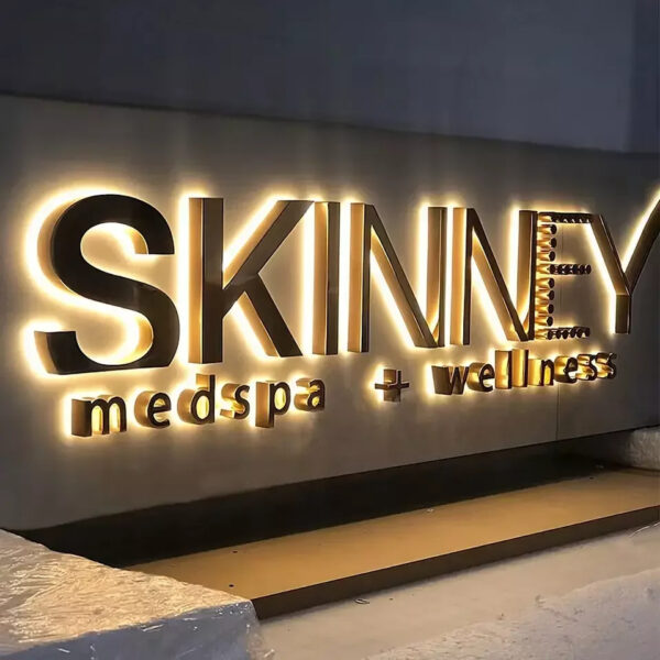 3 Custom 3D LED Backlit Metal Letters Sign – Large Illuminated Business Signage for Store & Company Outdoor Use