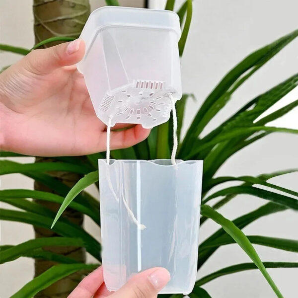 Transparent Self-Watering Plant Pots | Automatic Cotton Wick Absorption Nursery Cups for Seedlings & Garden