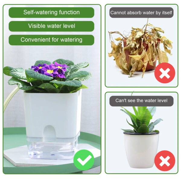 Magnetic Self-Watering Plant Pot | Double-Deck Cotton Rope Auto-Absorbent Lazy Flowerpot for Indoor Garden