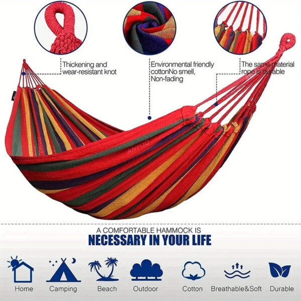 5 Outdoor Hammock with Tree Straps | Anti-Flip Colorful Garden Hammock for Camping, Backyard & Leisure