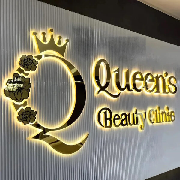 6 Custom 3D LED Backlit Metal Letters Sign – Large Illuminated Business Signage for Store & Company Outdoor Use