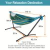 0333dcbd-a679-4b4d-92c5-5ff78a5c8c22 Heavy-Duty Double Hammock with Steel Stand - 450 lbs Capacity Portable Outdoor/Indoor Lounger with Carry Case, Blue Striped Camping and Patio Hammock Combo