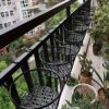 3-Pack Hanging Flower Pot Racks - Heavy-Duty Iron Railing Planter Holders, Metal Hanging Basket Racks with Over-The-Fence Hooks for Patio, Balcony, and Yard
