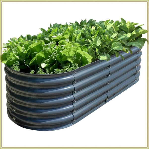 17" Tall Raised Garden Bed Kit - 12-in-1 Modular Galvanized Metal Planter Box, Large Weatherproof Corrugated Steel Garden Kit for Vegetables, Flowers, and Herbs (Midnight Grey)