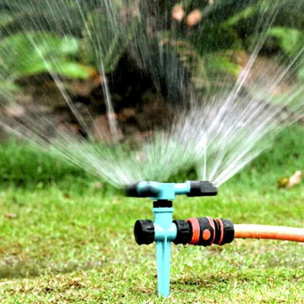 1 360-Degree Automatic Rotating Lawn Sprinkler - Three-Arm Rotary Garden Sprinkler Head for Yard Irrigation and Large Area Coverage