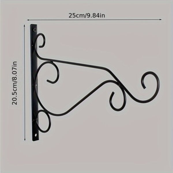 10-Inch Hanging Plant Brackets (2-Pack) - Heavy-Duty Iron Wall-Mounted Plant Hooks, Decorative Metal Scroll Hanger for Bird Feeders, Lanterns, Wind Chimes, and Planters with Screws Included