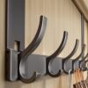 Matte Black Over the Door Hook Organizer Rack - 15.4" Space Aluminum Towel Hanger, No-Drill Clothes, Coat & Hat Storage Rail with 5 Heavy-Duty Double Hooks
