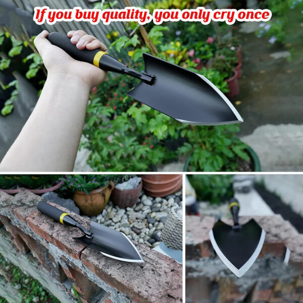 2 Heavy Duty Carbon Steel Garden Trowel - Seamless Welded Hand Shovel with Non-Slip Rubberized Handle for Digging, Planting, and Transplanting in Hard Rocky Soil