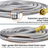 100ft Stainless Steel Garden Hose 5/8" - Heavy Duty 304 Metal Water Hose, No-Kink Flexible Lightweight Hose with 9-Pattern Spray Nozzle