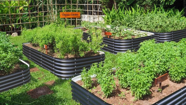 17" Tall Raised Garden Bed Kit - 12-in-1 Modular Galvanized Metal Planter Box, Large Weatherproof Corrugated Steel Garden Kit for Vegetables, Flowers, and Herbs (Midnight Grey)