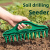 Manual Garden Seed Sower & Soil Tamper - Portable Row Packer and Dirt Compactor Tool for Seed Planting and Germination