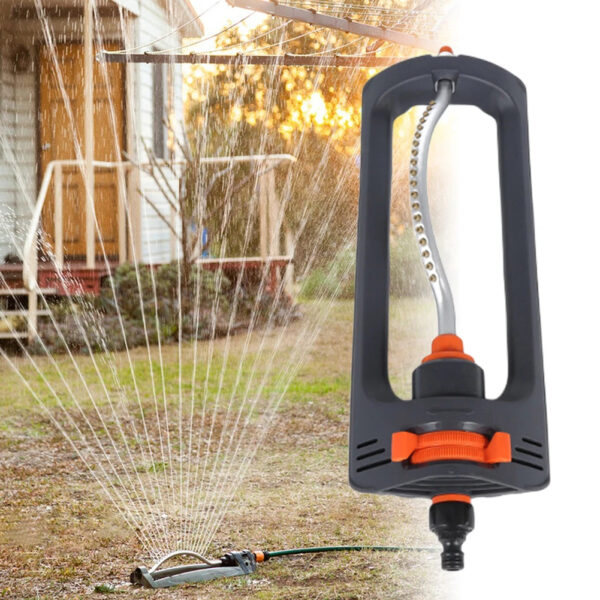 Heavy Duty Oscillating Lawn Sprinkler - Adjustable 4-Pattern Automatic Water Sprinkler, Large Coverage Area Yard Sprayer for Agricultural Irrigation and Roof Cooling