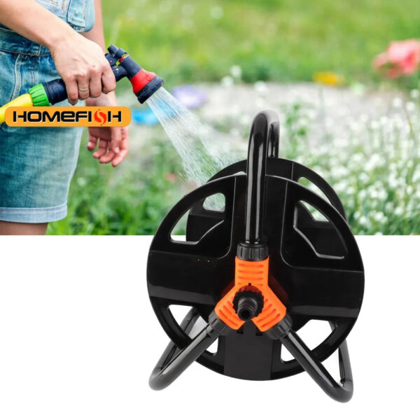 Portable DIY Garden Hose Reel Rack - Single-Arm Manual Water Pipe Storage Roller and Compact Crank Winder for Yard Watering and Car Washing