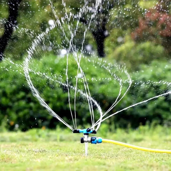 3 360-Degree Automatic Rotating Lawn Sprinkler - Three-Arm Rotary Garden Sprinkler Head for Yard Irrigation and Large Area Coverage