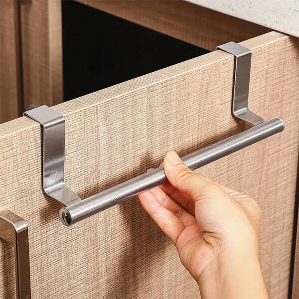 Over-the-Cabinet Stainless Steel Towel Bar – No-Drill Hanging Rack for Kitchen and Bathroom Cabinets