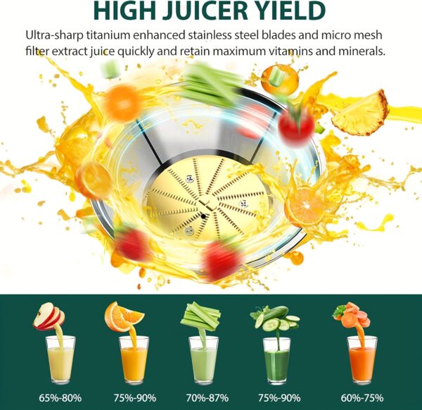 3-Inch Wide-Mouth Juicer Extractor Machine - 3-Speed Stainless Steel Centrifugal Juicer and Food Processor for Whole Fruits and Vegetables, High Yield Easy-Clean Mixer