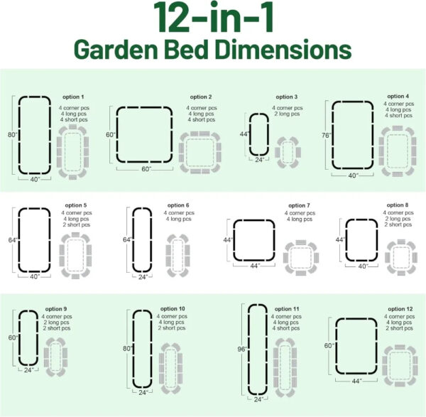 17" Tall Raised Garden Bed Kit - 12-in-1 Modular Galvanized Metal Planter Box, Large Weatherproof Corrugated Steel Garden Kit for Vegetables, Flowers, and Herbs (Midnight Grey)
