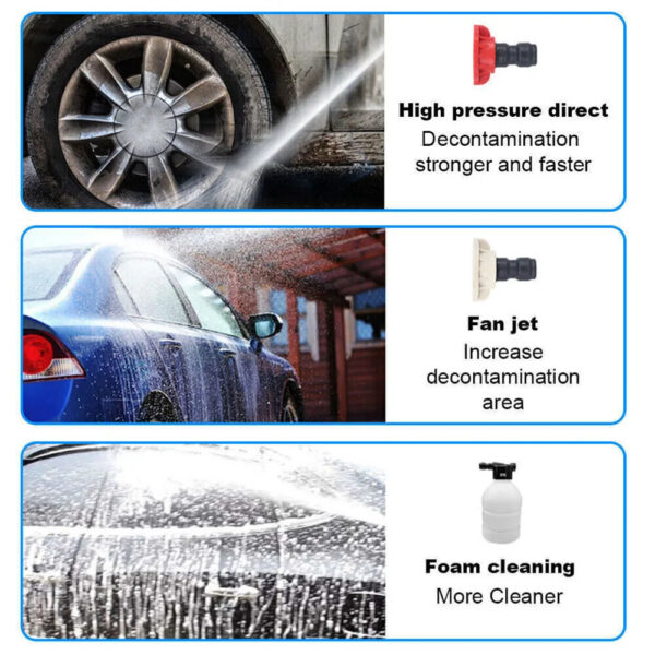 Cordless High Pressure Washer Gun Kit - 24V Portable Power Cleaner with 6000mAh Rechargeable Battery, 2-in-1 Adjustable Spray Nozzle and Foam Generator