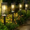 Outdoor Solar Pathway Lights (8-Pack) - Bright IP44 Waterproof Solar Garden Lights, Modern Matte Black Landscape Lighting for Yard, Patio, Walkway, and Driveway (Warm White)