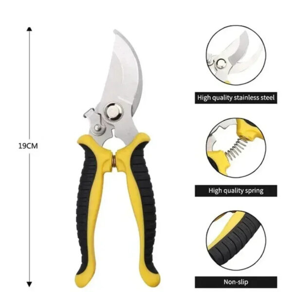 Professional Stainless Steel Bypass Pruning Shears - Sharp Bird-Beak Garden Scissors and Tree Trimmer, Anti-Slip Hand Clippers for Fruits and Branches