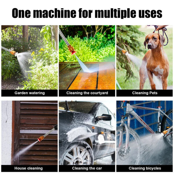 Cordless High Pressure Washer Gun Kit - 24V Portable Power Cleaner with 6000mAh Rechargeable Battery, 2-in-1 Adjustable Spray Nozzle and Foam Generator