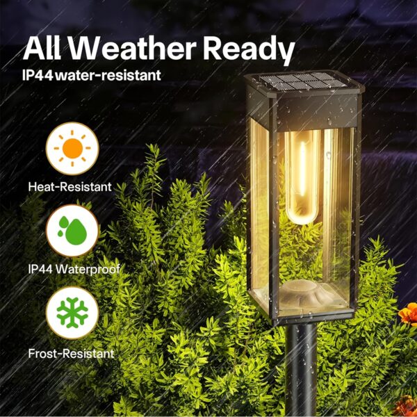 Outdoor Solar Pathway Lights (8-Pack) - Bright IP44 Waterproof Solar Garden Lights, Modern Matte Black Landscape Lighting for Yard, Patio, Walkway, and Driveway (Warm White)