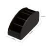 Premium PU Leather Remote Control Holder - 5-Compartment Desk Organizer Box, Arched Media Storage Caddy for TV Remotes, Eyeglasses, and Office Desktop Supplies (Black)