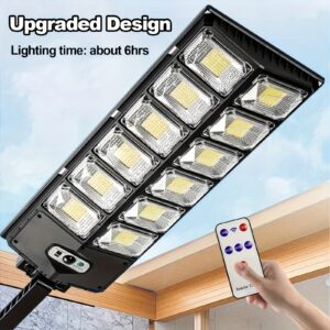 504 LED Commercial Solar Street Light Outdoor Waterproof - Dusk to Dawn Solar Parking Lot Light with Remote Control, High-Brightness Security Floodlight for Yard and Garden