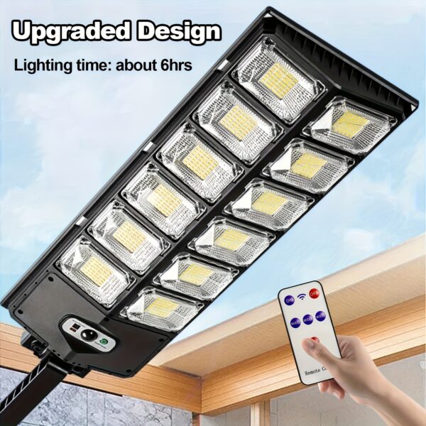 504 LED Commercial Solar Street Light Outdoor Waterproof - Dusk to Dawn Solar Parking Lot Light with Remote Control, High-Brightness Security Floodlight for Yard and Garden