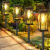 Outdoor Solar Pathway Lights (8-Pack) - Bright IP44 Waterproof Solar Garden Lights, Modern Matte Black Landscape Lighting for Yard, Patio, Walkway, and Driveway (Warm White)