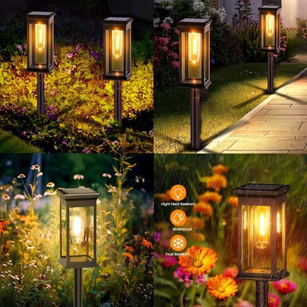 Outdoor Solar Pathway Lights (8-Pack) - Bright IP44 Waterproof Solar Garden Lights, Modern Matte Black Landscape Lighting for Yard, Patio, Walkway, and Driveway (Warm White)