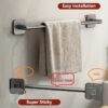 2-Pack Matte Black Bathroom Towel Bar Set - 19.6" No-Drill Wall-Mounted Towel Holder, Heavy Duty Self-Adhesive Storage Rail for Towels, Washcloths, and Kitchen Linens (50cm)
