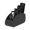 Premium PU Leather Remote Control Holder - 5-Compartment Desk Organizer Box, Arched Media Storage Caddy for TV Remotes, Eyeglasses, and Office Desktop Supplies (Black)