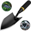 black Heavy Duty Carbon Steel Garden Trowel - Seamless Welded Hand Shovel with Non-Slip Rubberized Handle for Digging, Planting, and Transplanting in Hard Rocky Soil