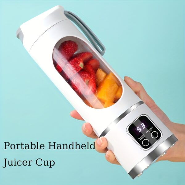 Portable Juicer Cup with Smart LED Display - USB Rechargeable Handheld Smoothie Blender, Personal Battery-Powered Fruit Juicer