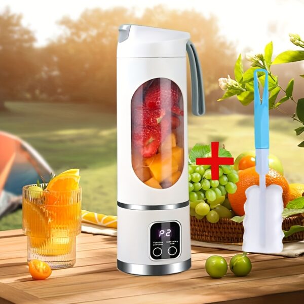 Portable Juicer Cup with Smart LED Display - USB Rechargeable Handheld Smoothie Blender, Personal Battery-Powered Fruit Juicer