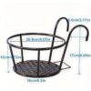 3-Pack Hanging Flower Pot Racks - Heavy-Duty Iron Railing Planter Holders, Metal Hanging Basket Racks with Over-The-Fence Hooks for Patio, Balcony, and Yard
