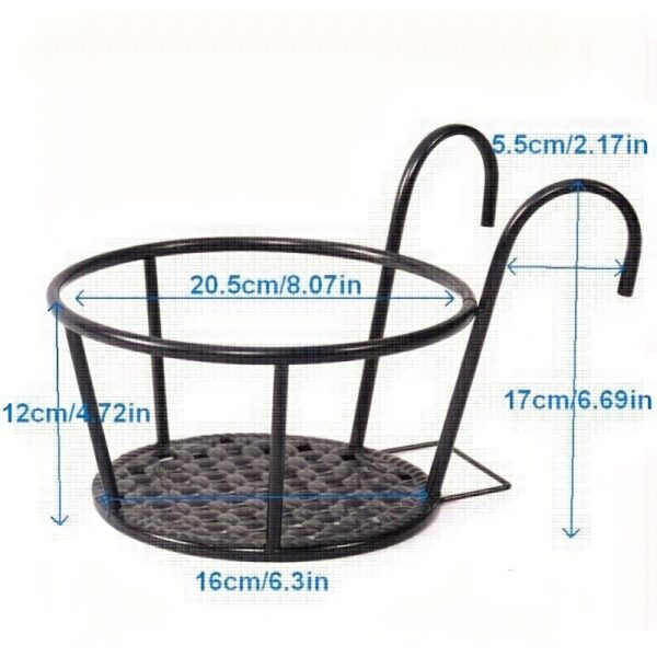3-Pack Hanging Flower Pot Racks - Heavy-Duty Iron Railing Planter Holders, Metal Hanging Basket Racks with Over-The-Fence Hooks for Patio, Balcony, and Yard