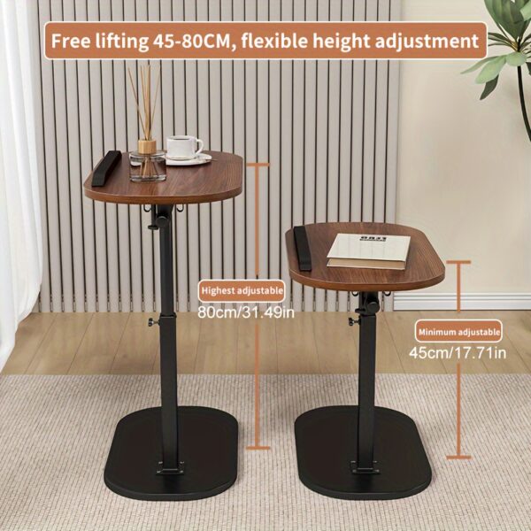 Mobile Adjustable Laptop Table - Ergonomic Free-Lifting Stand and Height-Adjustable Side Desk for Home Office, Bedside, Sofa, and Couch (45cm to 80cm Overbed Table)