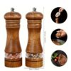 Premium Wooden Pepper Grinder and Salt Mill Set (2-Piece) - Manual Refillable Oak Wood Spice Grinders with Clear Acrylic Viewing Window & Adjustable Ceramic Coarseness for Kitchen, BBQ, and Dining Table