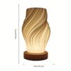 Modern Dimmable LED Table Lamp – Minimalist Wavy Accent Nightlight with Wood Base for Bedroom & Living Room