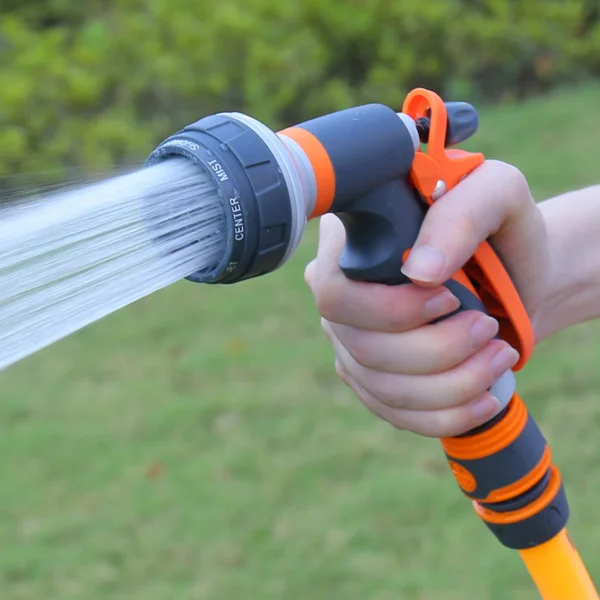 1 (1) 8-Pattern High-Pressure Hose Nozzle | Heavy-Duty Spray Gun for Garden & Car Wash