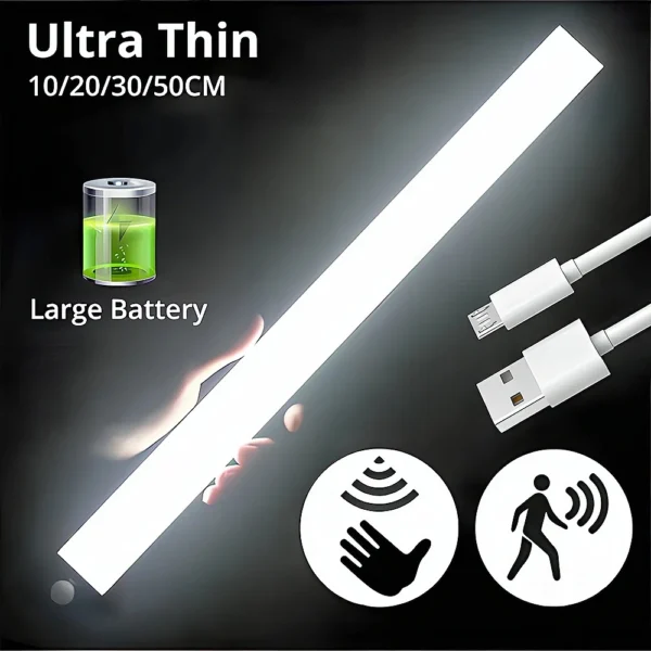 Wireless LED Motion Sensor Closet Light – USB Rechargeable Magnetic Under Cabinet Night Light