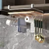 Under-Cabinet Stainless Steel Storage Rack | Mug Holder & Cutting Board Shelf