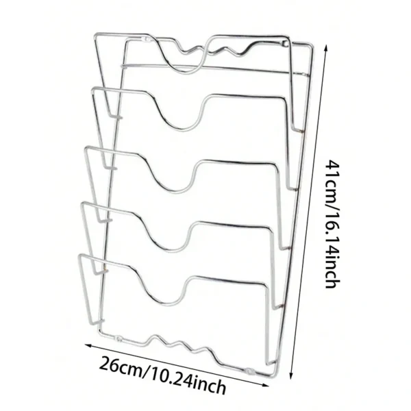 5-Tier Wall Mount Pot Lid Holder | Metal Kitchen Cabinet Organizer Rack