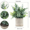 Artificial Eucalyptus Potted Plants (2-Pack) - Small Faux Greenery Desktop Decor in Textured Gray Pots, Realistic Plastic Plant Arrangement for Home, Office, Shelf, and Holiday Table Decoration