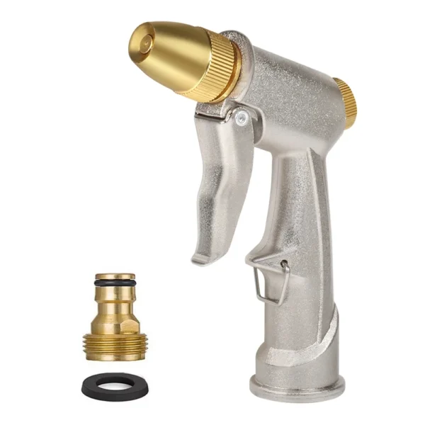 High-Pressure Brass Hose Nozzle | Heavy-Duty Zinc Alloy Metal Garden Spray Gun