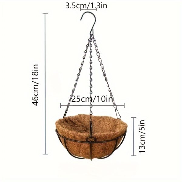 Premium 10-Inch Hanging Planter Basket Set (3-Pack) – Rust-Proof Metal Wire Flowerpots with Natural Coco Liners for Patio, Porch & Balcony