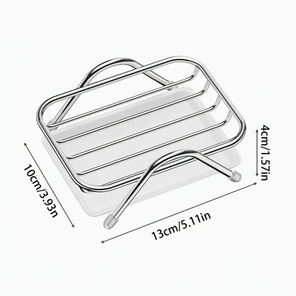 Stainless Steel Soap Dish with Removable Drip Tray - Contemporary Rectangular Countertop Saver & Sponge Holder Organizer for Bathroom Vanity, Shower, and Kitchen Sink