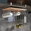 Under-Cabinet Stainless Steel Storage Rack | Mug Holder & Cutting Board Shelf